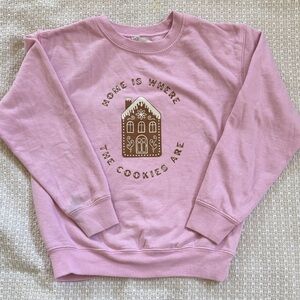 Little Girls Size 7 Pink Gingerbread Cookie Pullover Sweatshirt
